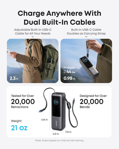 Anker Laptop Power Bank (25K, 165W, Built - In and Retractable Cables) - Cartsfy Inc.