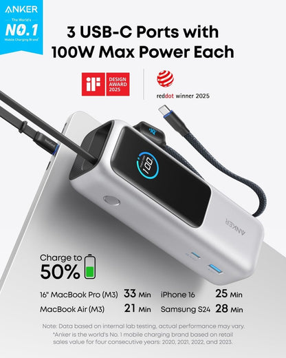 Anker Laptop Power Bank (25K, 165W, Built - In and Retractable Cables) - Cartsfy Inc.