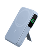 MagGo power bank, light blue shell, wireless charging puck and kickstand