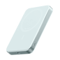 Slim MagGo power bank, light color angled side view with USB-C port