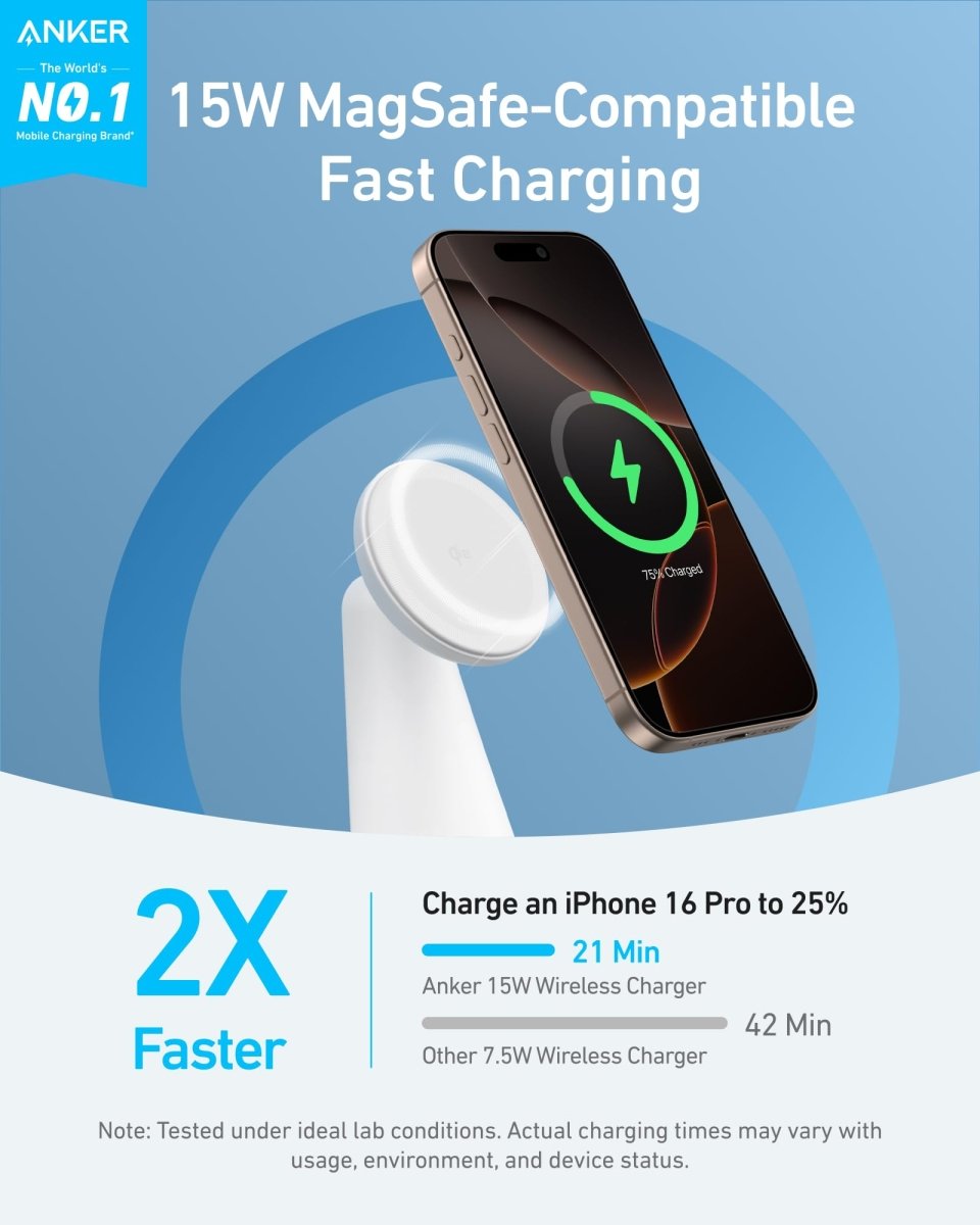 Anker MagGo Wireless Charger (2 - in - 1, Dock Stand) with USB - C Cable BOA - Cartsfy Inc.