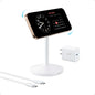 White MagSafe wireless charging stand with adapter and cable