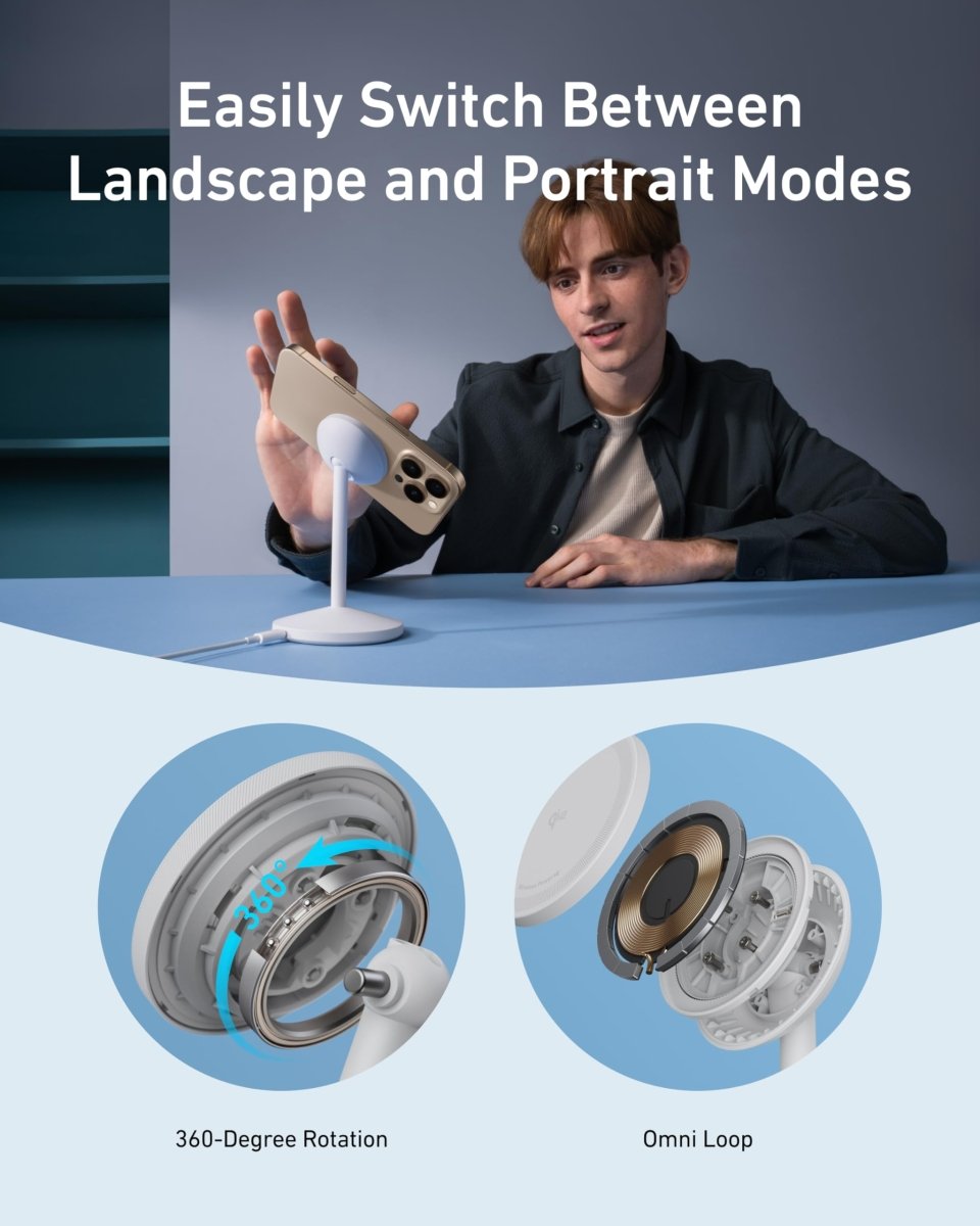 Anker MagGo Wireless Charger (Stand) with Adapter and Cable BOA - Cartsfy Inc.