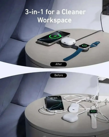 Anker MagGo Wireless Charging Station (3-in-1, Foldable Pad) Anker Black Stone / With Adapter Aurora White / With Adapter Aurora White / With Travel Case & Adapter Black Stone / With Adapter-Aurora White / With Adapter-Aurora White / With Travel Case & Adapter-Pink Aura / With Adapter-Teal Oasis / With Adapter-