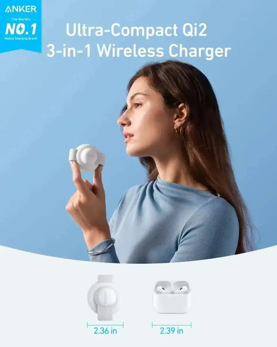 Anker MagGo Wireless Charging Station (3-in-1, Foldable Pad) Anker Black Stone / With Adapter Aurora White / With Adapter Aurora White / With Travel Case & Adapter Black Stone / With Adapter-Aurora White / With Adapter-Aurora White / With Travel Case & Adapter-Pink Aura / With Adapter-Teal Oasis / With Adapter-