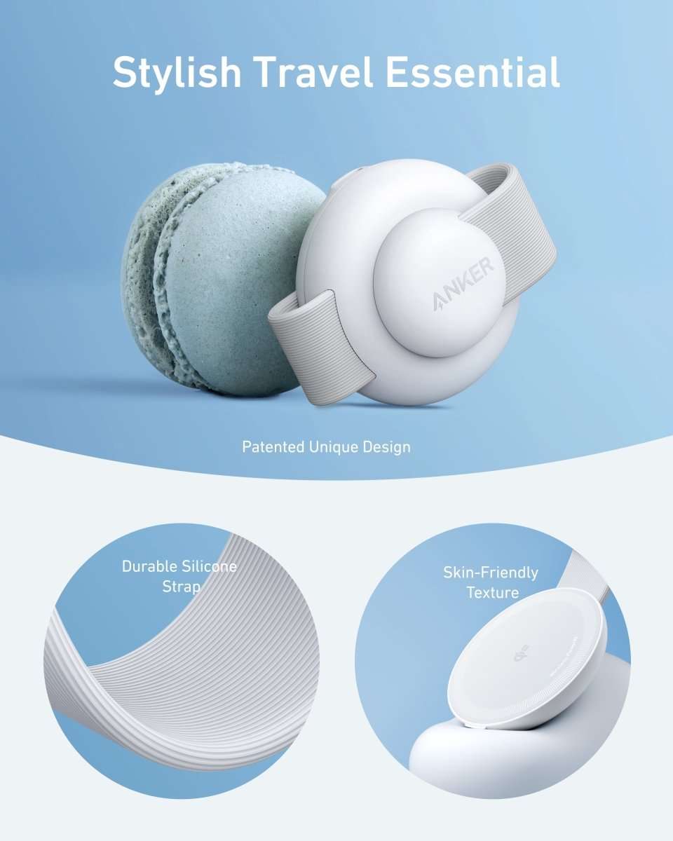 White foldable 3-in-1 wireless charging station with compact earbuds holder