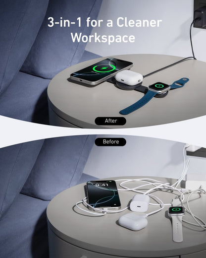 Anker MagGo Wireless Charging Station (3 - in - 1, Foldable Pad) - Cartsfy Inc.