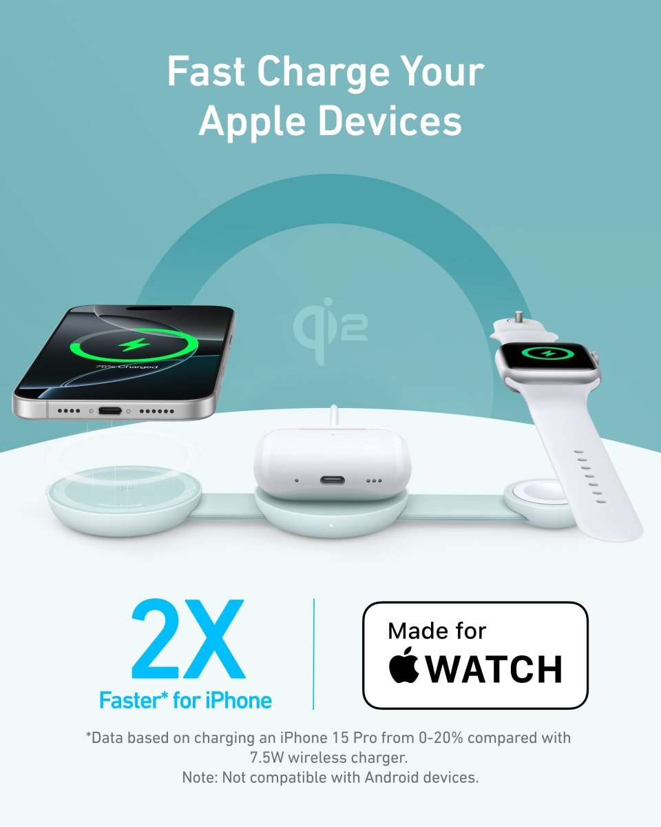 Anker MagGo Wireless Charging Station (3 - in - 1, Foldable Pad) - Cartsfy Inc.