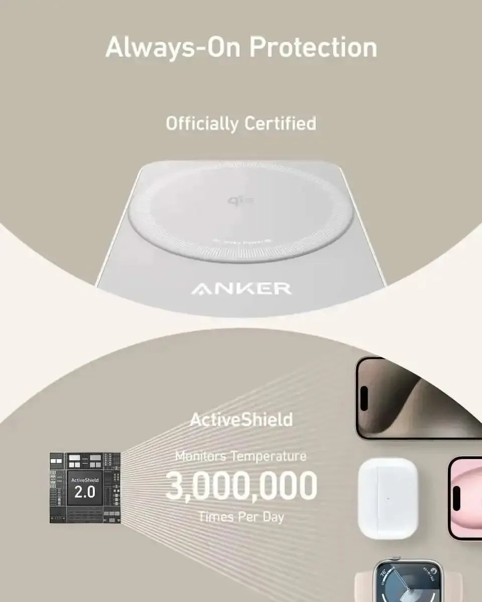 Anker MagGo Wireless Charging Station (Foldable 3-in-1) Anker Shell White Black Stone Shell White-Black Stone-