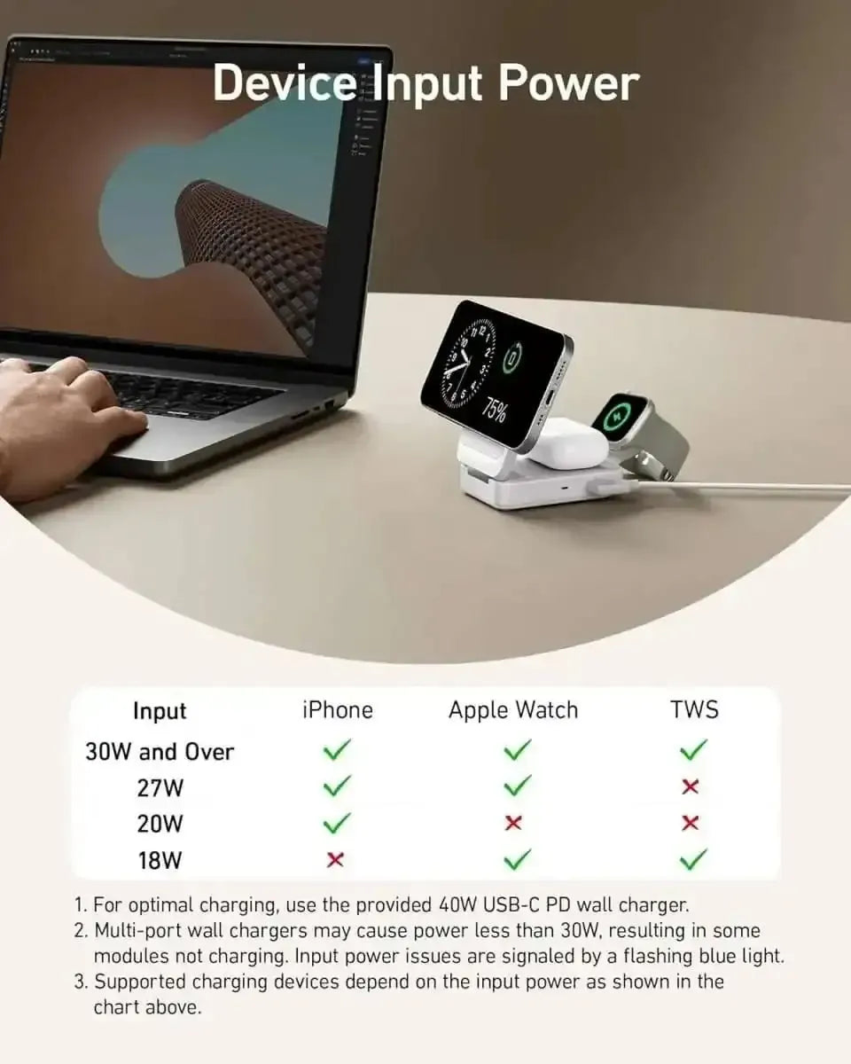 Anker MagGo Wireless Charging Station (Foldable 3-in-1) Anker Shell White Black Stone Shell White-Black Stone-