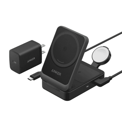 Anker MagGo Wireless Charging Station (Foldable 3-in-1) Anker Shell White Black Stone Shell White-Black Stone-