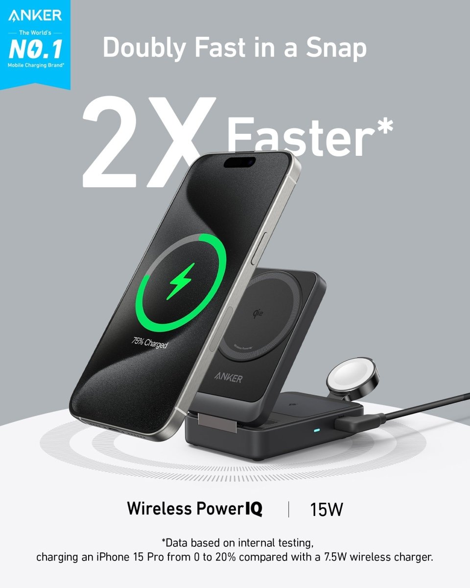 Anker MagGo Wireless Charging Station (Foldable 3 - in - 1) - Cartsfy Inc.