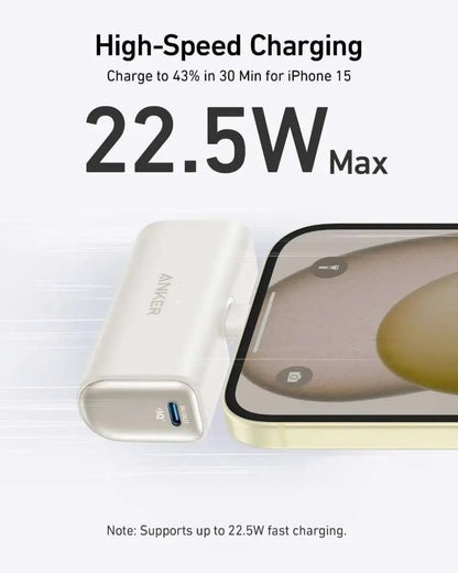 Anker Nano 5000mAh USB-C Power Bank with Built-In Connector, 22.5W Fast Charging Anker Black Stone Shell White Ice Lake Blue Black Stone-Shell White-Ice Lake Blue-Lotus Pink-Sprout Green-