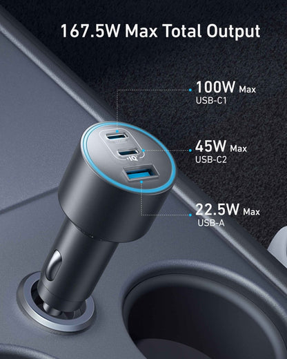 Anker Nano Car Charger (167.5W, 3 Ports) - Cartsfy Inc.