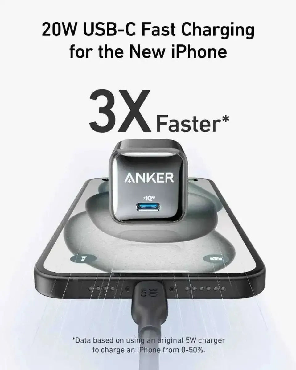 Anker Nano Charger (20W) Anker Black Stone Aurora White Glacier Blue Black Stone-Aurora White-Glacier Blue-Cool Lavender-Misty Blue-Powder Pink-