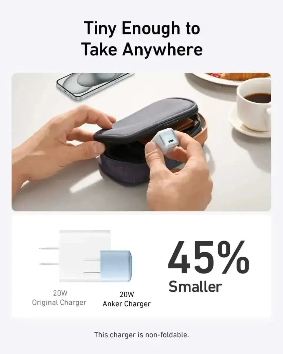 Anker Nano Charger (20W) Anker Black Stone Aurora White Glacier Blue Black Stone-Aurora White-Glacier Blue-Cool Lavender-Misty Blue-Powder Pink-
