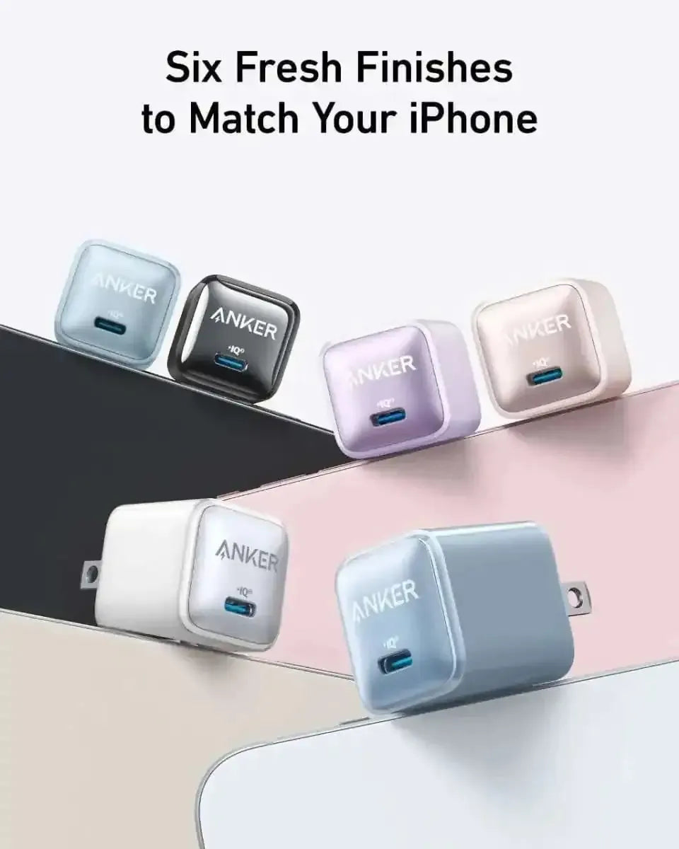 Anker Nano Charger (20W) Anker Black Stone Aurora White Glacier Blue Black Stone-Aurora White-Glacier Blue-Cool Lavender-Misty Blue-Powder Pink-