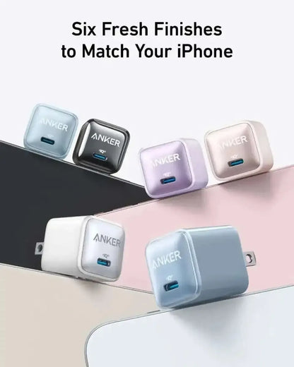 Anker Nano Charger (20W) Anker Black Stone Aurora White Glacier Blue Black Stone-Aurora White-Glacier Blue-Cool Lavender-Misty Blue-Powder Pink-