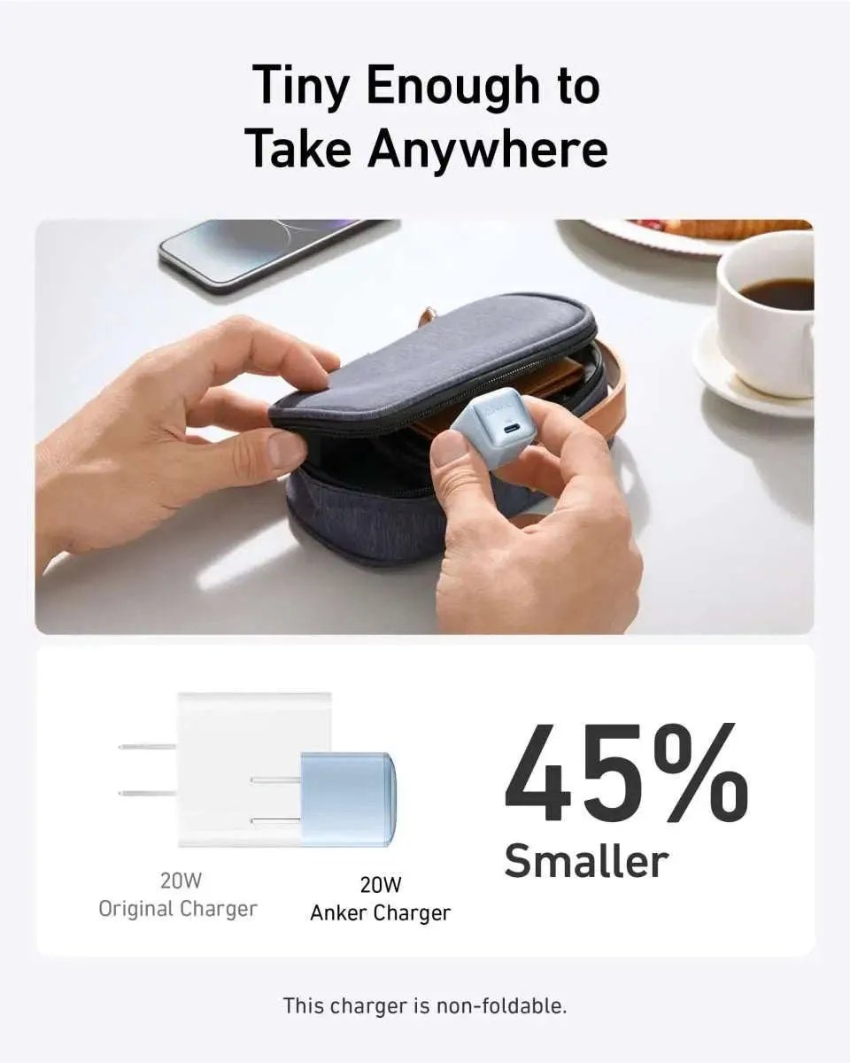 Anker Nano Charger (20W) Anker Black Stone Aurora White Glacier Blue Black Stone-Aurora White-Glacier Blue-Cool Lavender-Misty Blue-Powder Pink-