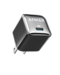 Black Anker 20W nano charger with USB-C port, wall plug design