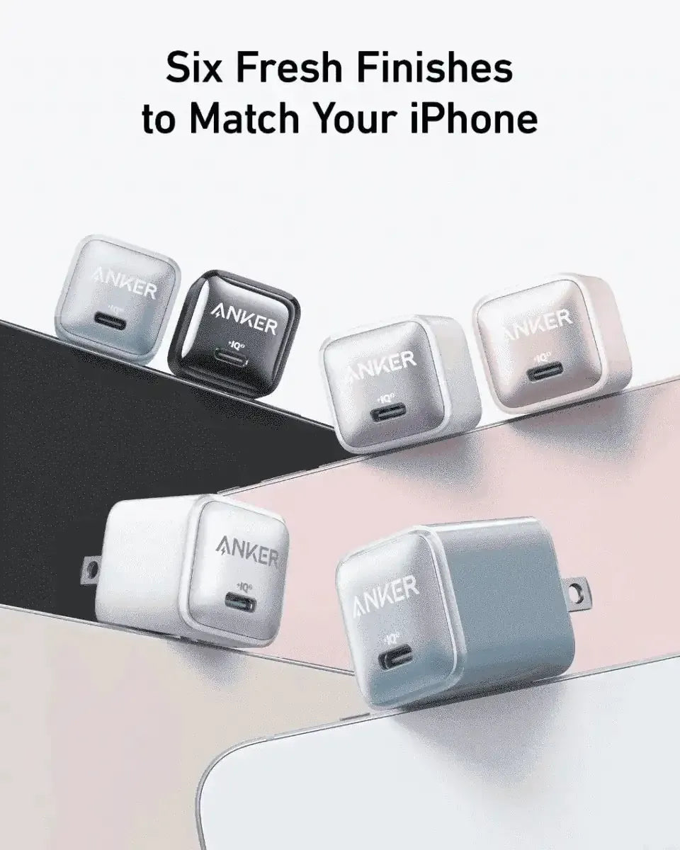 Anker Nano Charger (20W) Anker Black Stone Aurora White Glacier Blue Black Stone-Aurora White-Glacier Blue-Cool Lavender-Misty Blue-Powder Pink-