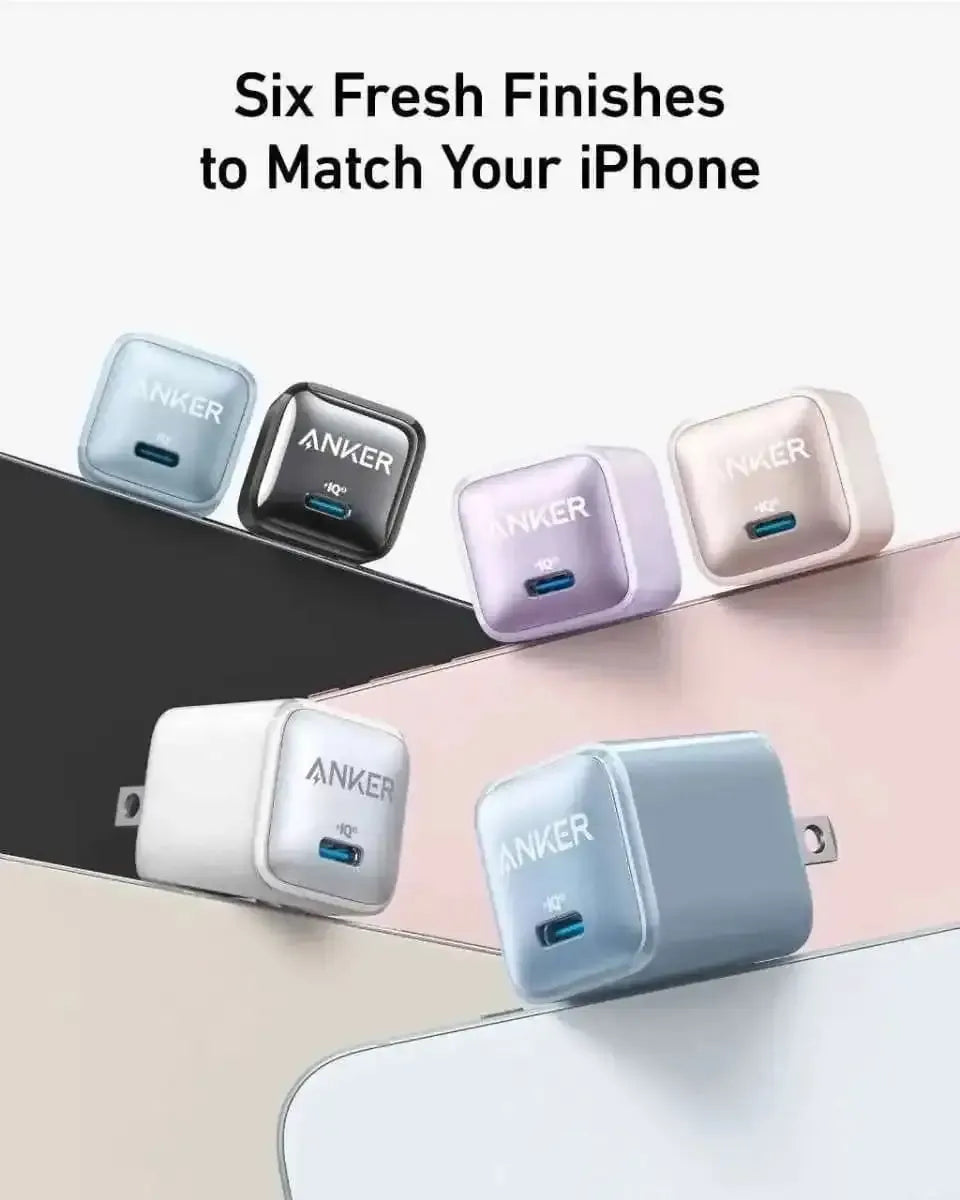 Anker Nano Charger (20W) Anker Black Stone Aurora White Glacier Blue Black Stone-Aurora White-Glacier Blue-Cool Lavender-Misty Blue-Powder Pink-