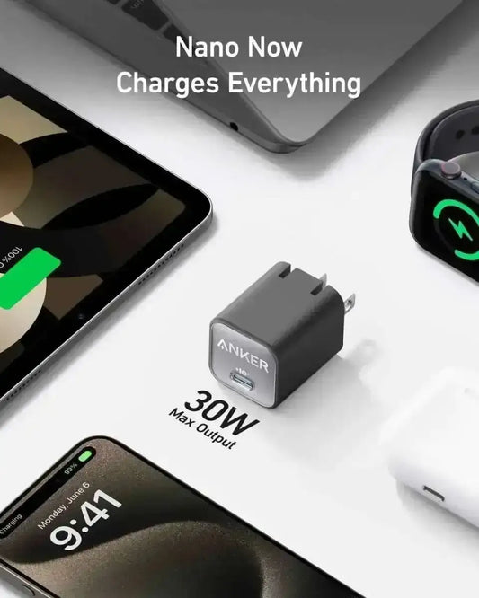 Anker Nano Charger (30W) Anker Phantom Black Aurora White Natural Green Phantom Black-Aurora White-Natural Green-Misty Blue-Lilac Purple-