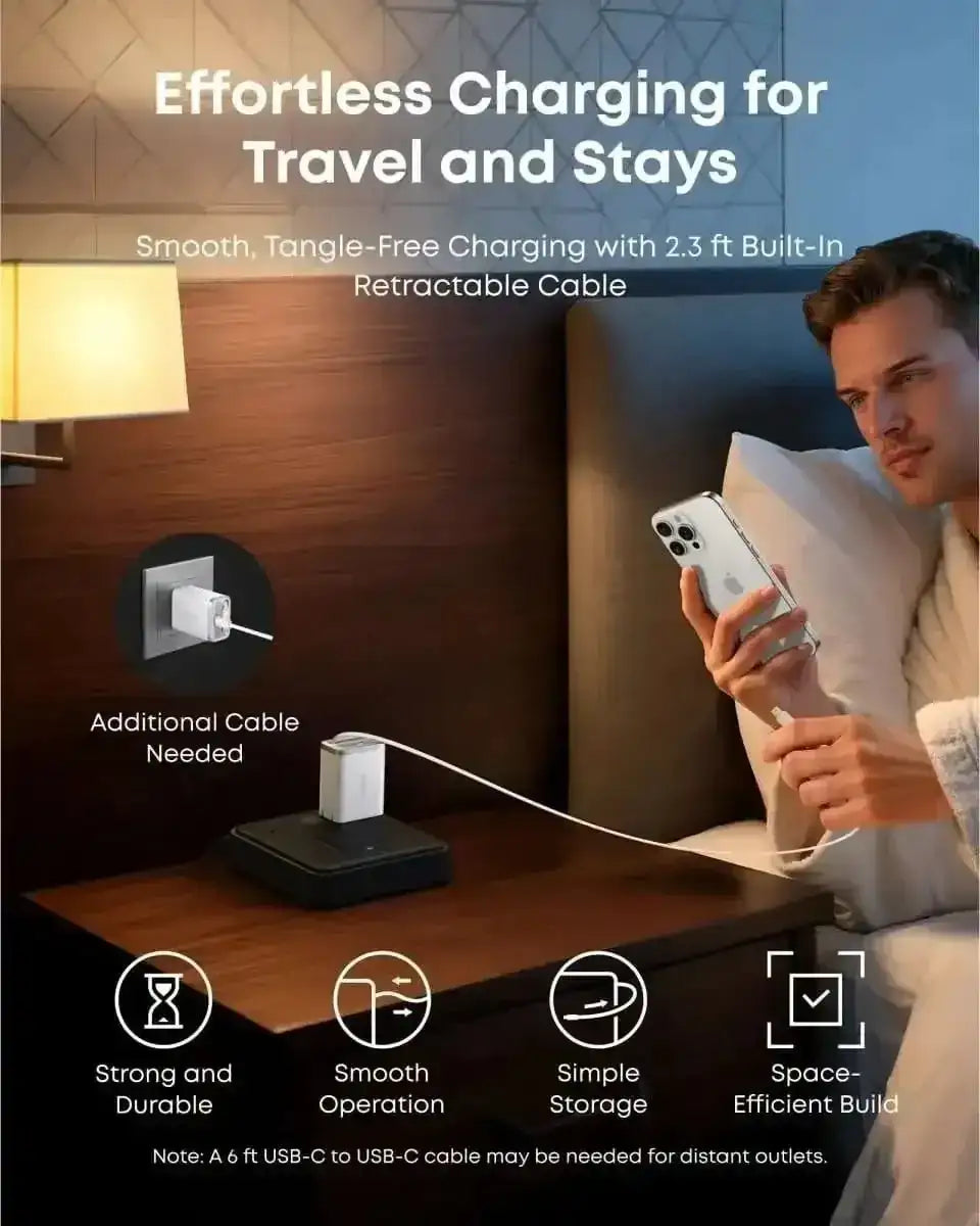 Anker Nano Charger (35W, Built-In Retractable USB-C Cable) Anker Shell White Black Stone Shell White-Black Stone-