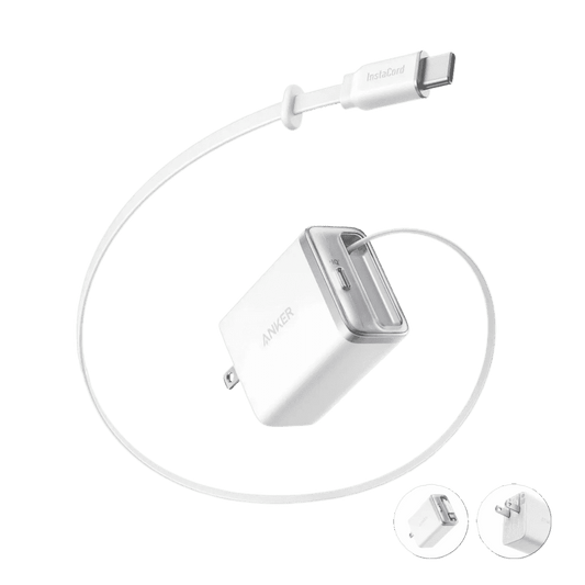 Anker Nano Charger (35W, Built-In Retractable USB-C Cable) Anker Shell White Black Stone Shell White-Black Stone-
