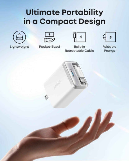 Anker Nano Charger (35W, Built - In Retractable USB - C Cable) - Cartsfy Inc.