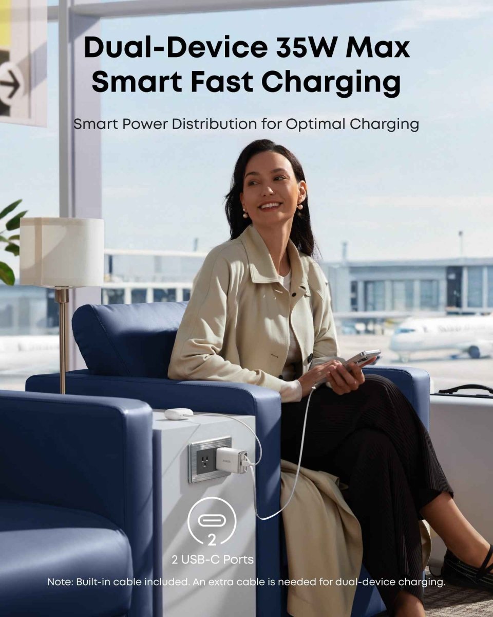 Anker Nano Charger (35W, Built - In Retractable USB - C Cable) - Cartsfy Inc.