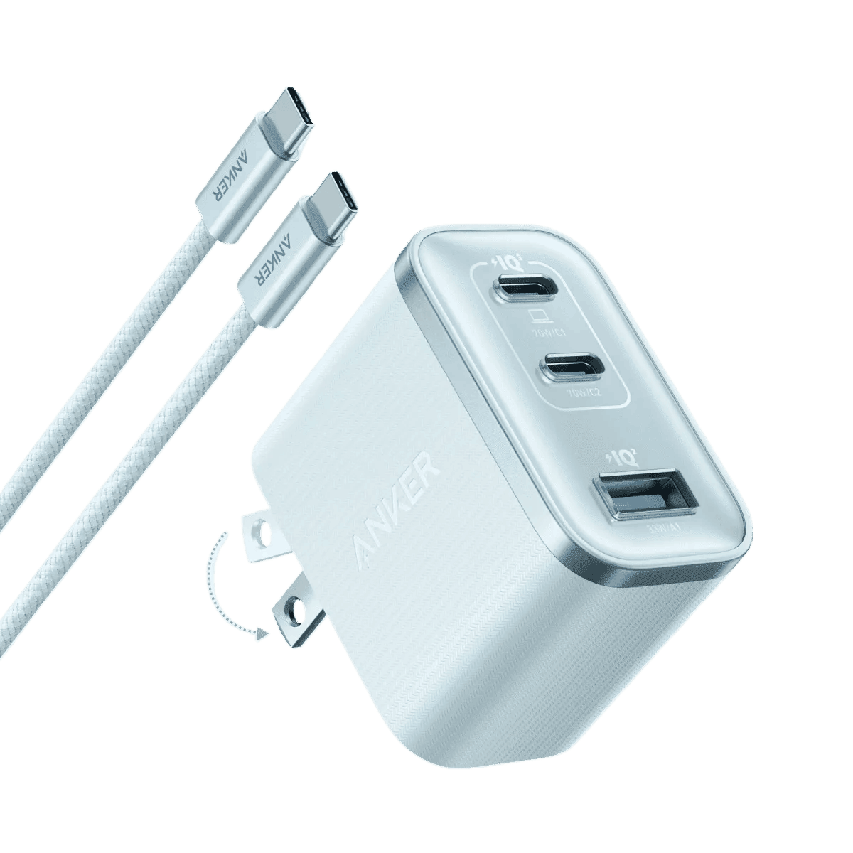 Anker Nano Charger (70W, 3 Ports) Anker Shell White Black Stone Teal Oasis Shell White-Black Stone-Teal Oasis-