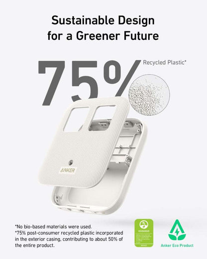 White charging station with textured, speckled housing and built-in power outlets
