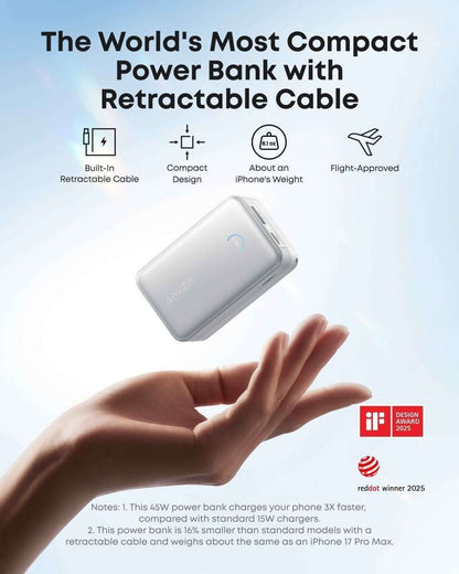 Anker Nano Power Bank (10K, 45W, Built-In Retractable USB-C Cable) Cartsfy Inc.