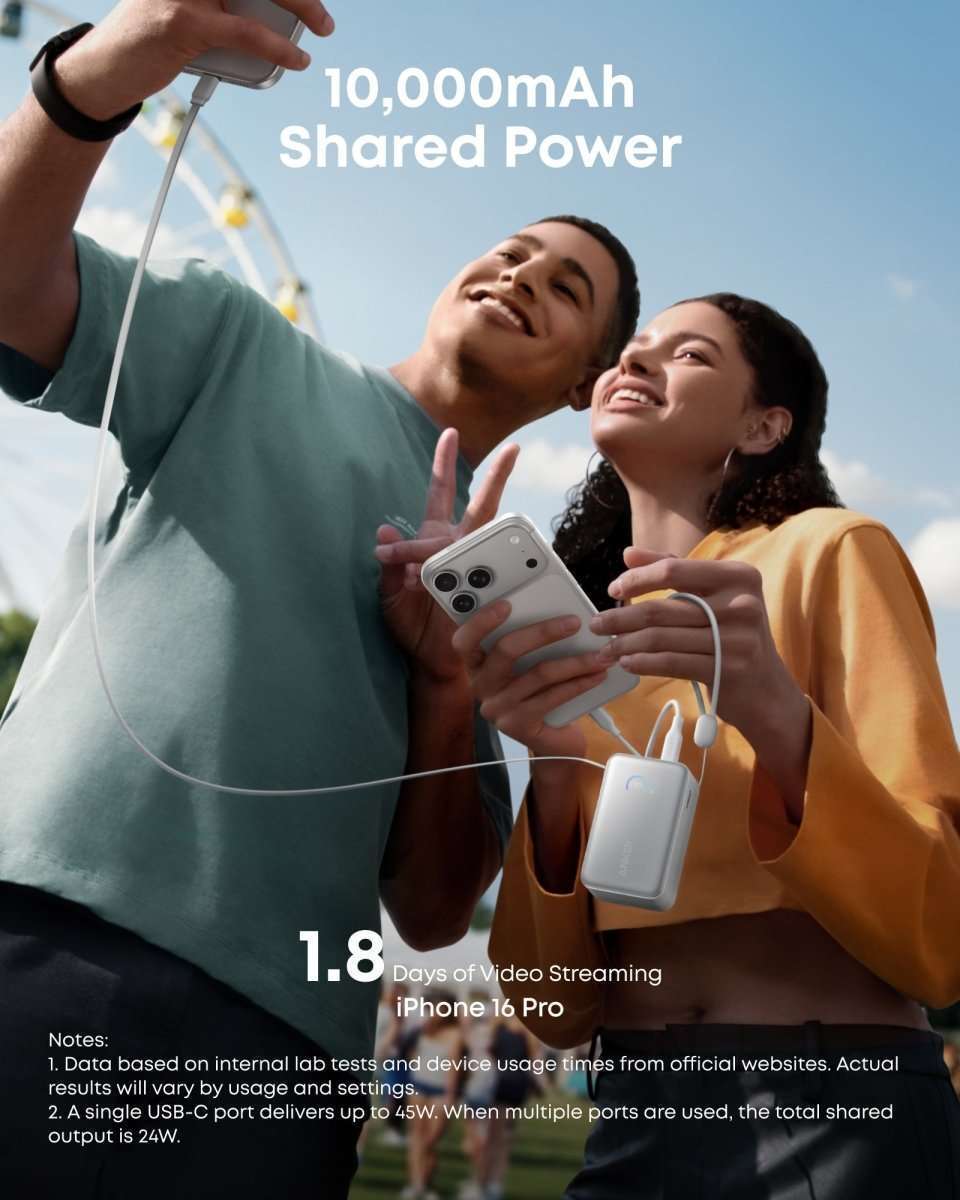 Anker Nano Power Bank (10K, 45W, Built-In Retractable USB-C Cable) Cartsfy Inc.