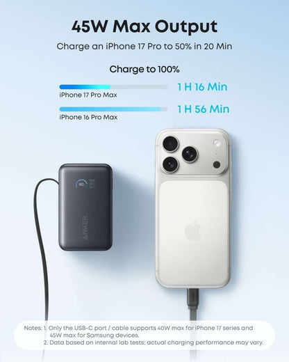 Anker Nano Power Bank (10K, 45W, Built-In Retractable USB-C Cable) Cartsfy Inc.
