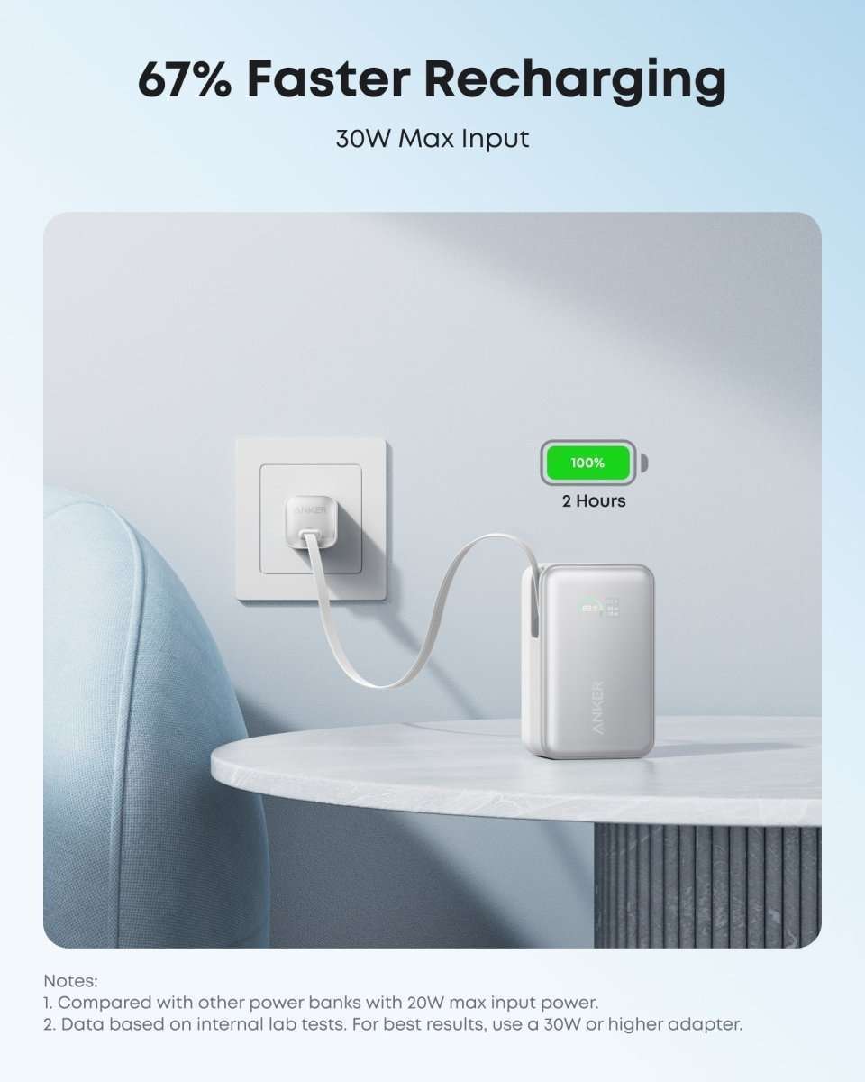 Anker Nano Power Bank (10K, 45W, Built-In Retractable USB-C Cable) Cartsfy Inc.