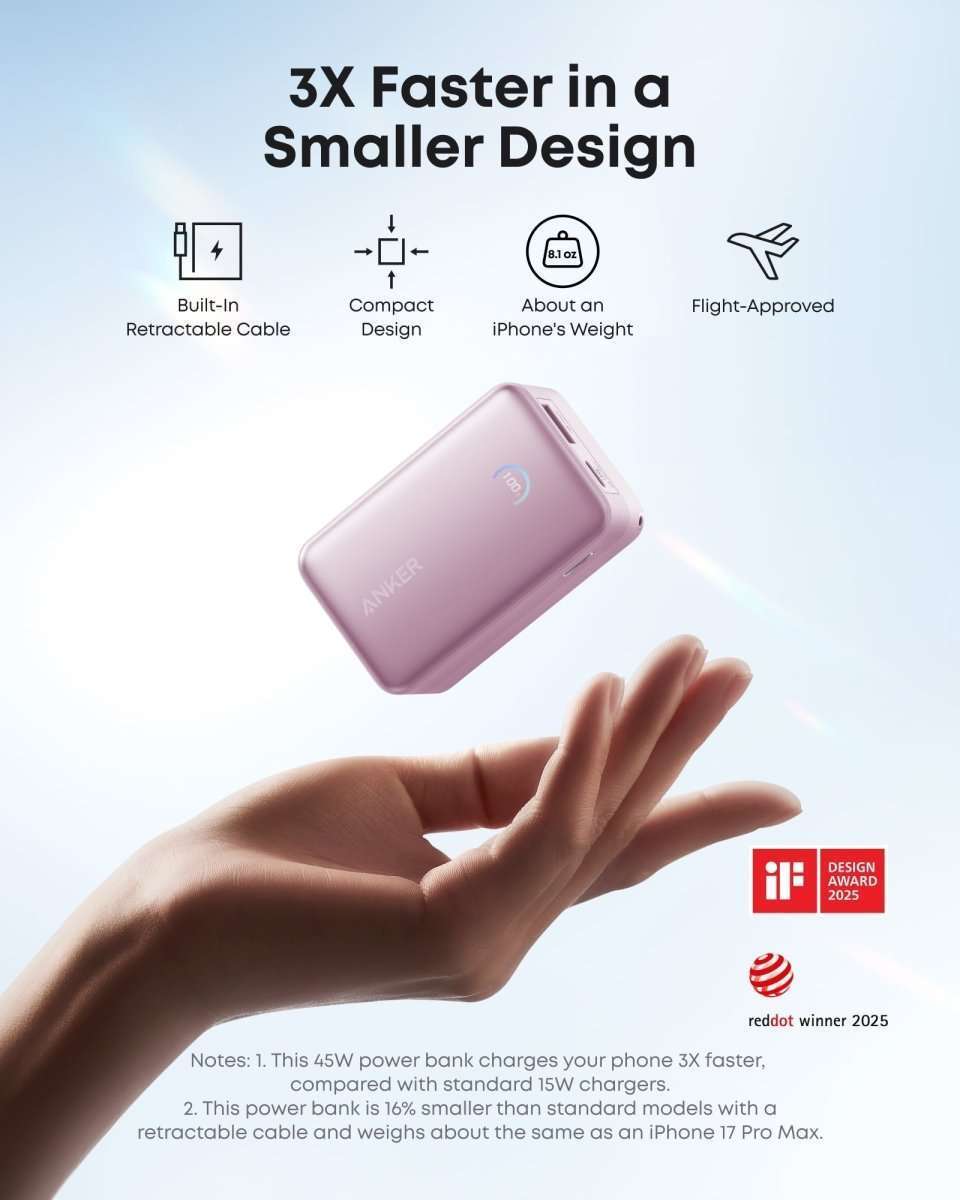 Anker Nano Power Bank (10K, 45W, Built-In Retractable USB-C Cable) Cartsfy Inc.