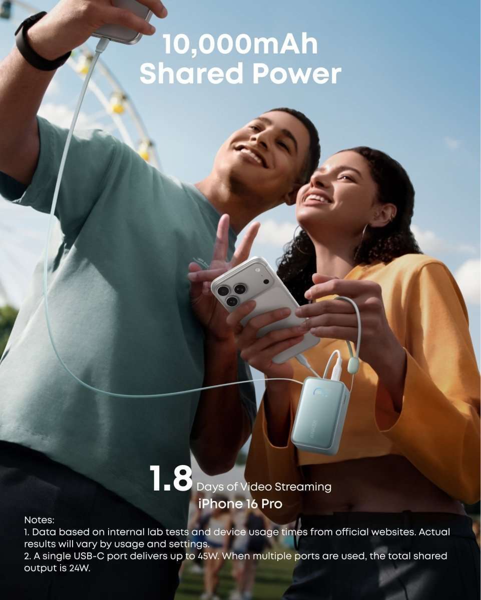 Anker Nano Power Bank (10K, 45W, Built-In Retractable USB-C Cable) Cartsfy Inc.