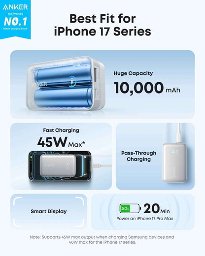 Anker Nano Power Bank (10K, 45W, Built-In Retractable USB-C Cable) Cartsfy Inc.