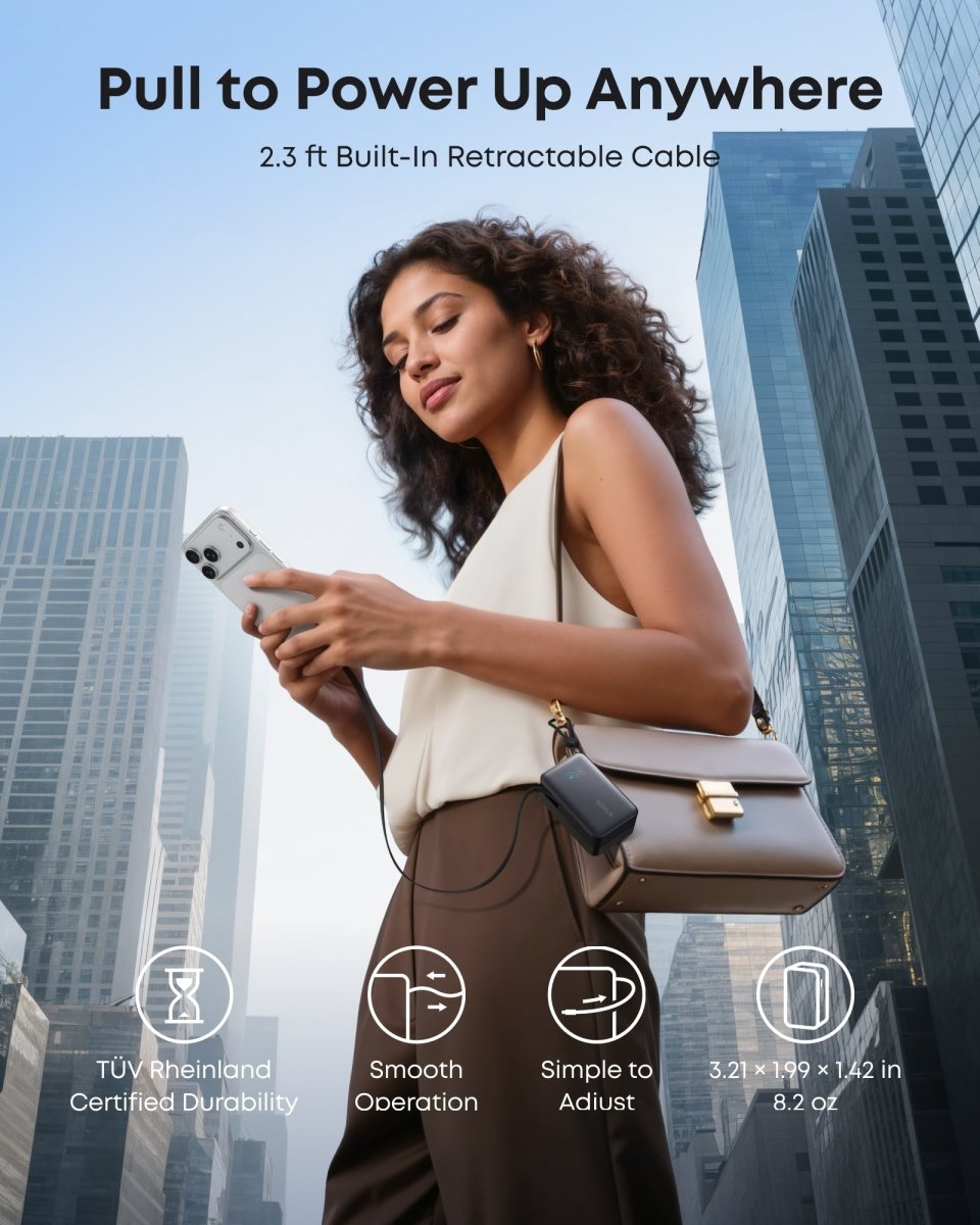 Anker Nano Power Bank (10K, 45W, Built - In Retractable USB - C Cable) - Cartsfy Inc.
