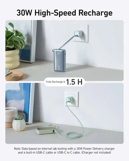 Anker Nano Power Bank (30W, Built-In USB-C Cable) Anker Black Stone Natural Green Shell White Black Stone-Natural Green-Shell White-Ice Lake Blue-Lilac Purple-