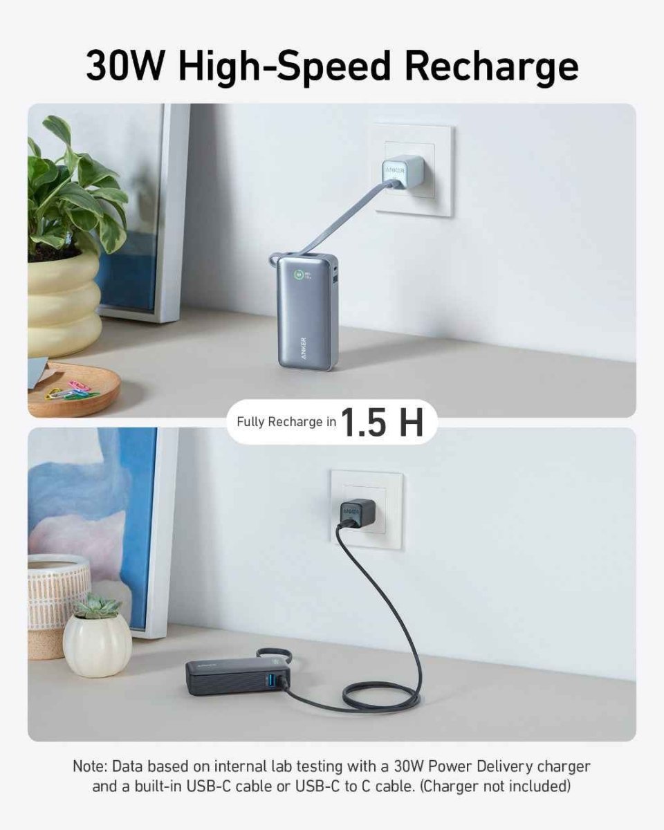 Anker Nano Power Bank (30W, Built - In USB - C Cable) - Cartsfy Inc.