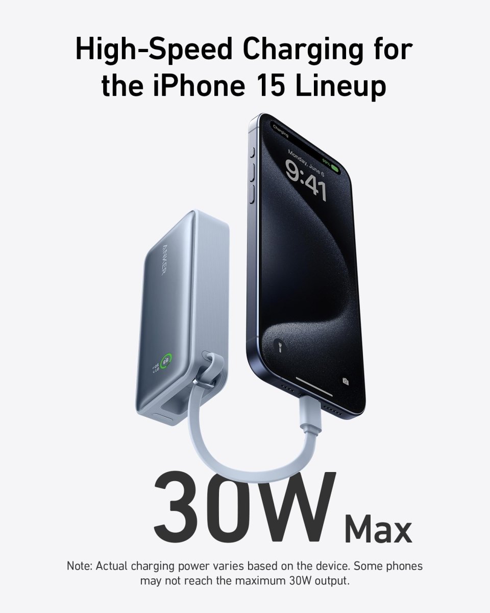 Anker Nano Power Bank (30W, Built - In USB - C Cable) - Cartsfy Inc.