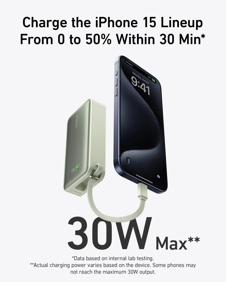 Anker Nano Power Bank (30W, Built - In USB - C Cable) - Cartsfy Inc.