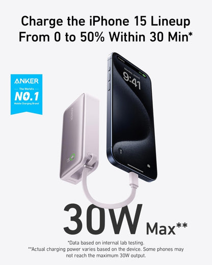 Anker Nano Power Bank (30W, Built - In USB - C Cable) - Cartsfy Inc.