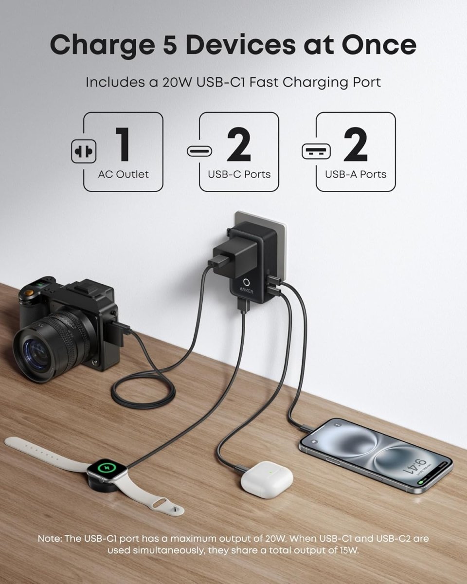 Anker Nano Travel Adapter (5 - in - 1, 20W, 1 - Pack) - Cartsfy Inc.
