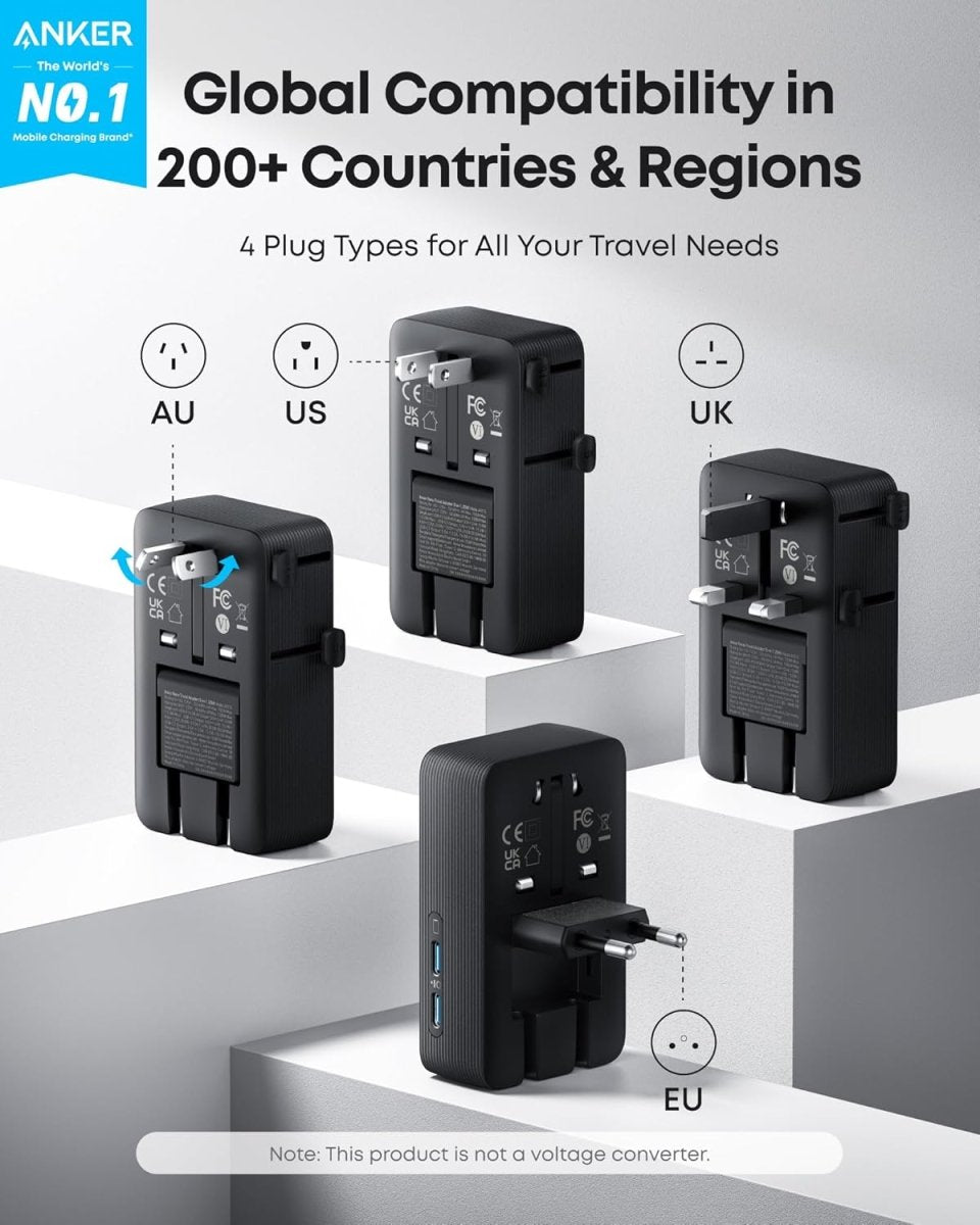 Anker Nano Travel Adapter (5 - in - 1, 20W, 1 - Pack) - Cartsfy Inc.