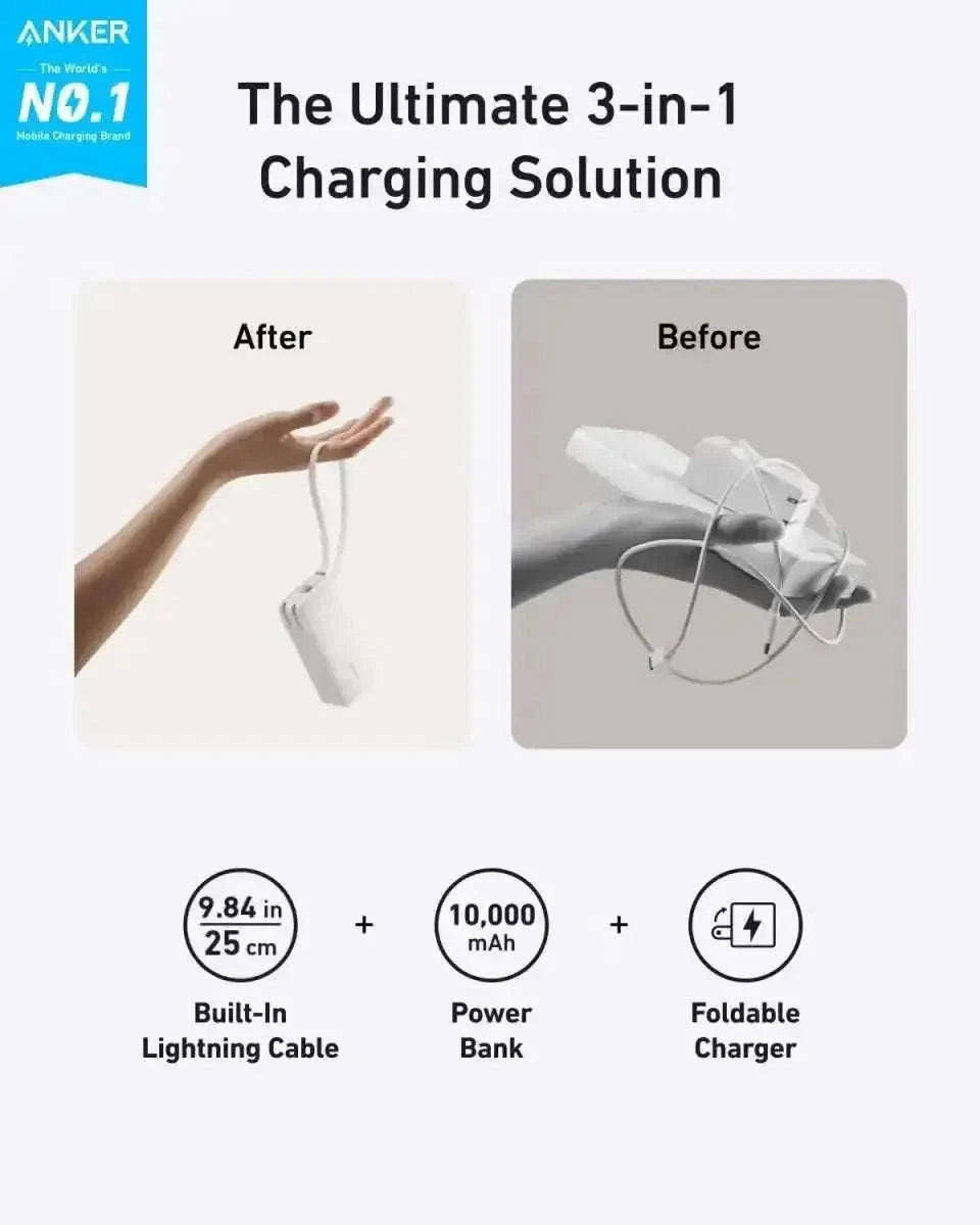Anker Power Bank (10K, Fusion, Built-In Cable) Cartsfy Inc.