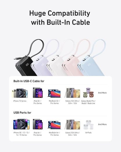 Anker Power Bank (10K, Fusion, Built - In Cable) - Cartsfy Inc.